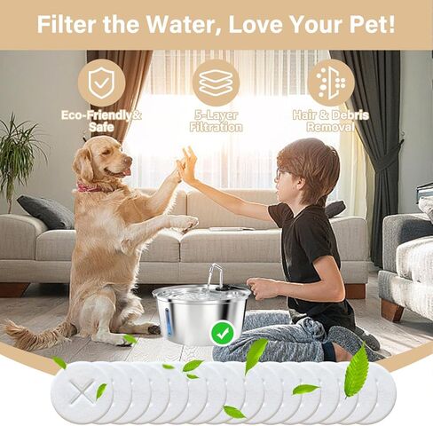 16+16 Pack Replacement Filters for Pawccoli 7L/1.8Gal Dog Water Fountain Stainless Steel, Includes 16 Filters & 16 Sponges in Kuwait