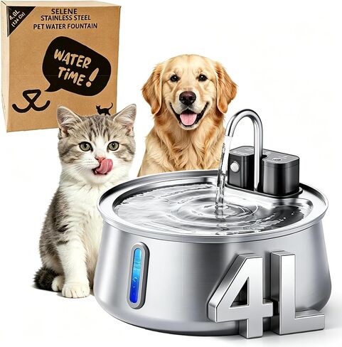 Selene Dog Water Fountain, 4.0L/135oz Large Automatic Pet Water Dispenser with 4000mAh Battery (60-Day Runtime), 3 Working Modes & 25dB Ultra Quiet,for Cats and Dogs in Kuwait
