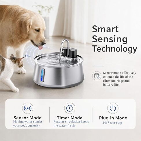 Selene Dog Water Fountain, 4.0L/135oz Large Automatic Pet Water Dispenser with 4000mAh Battery (60-Day Runtime), 3 Working Modes & 25dB Ultra Quiet,for Cats and Dogs in Kuwait