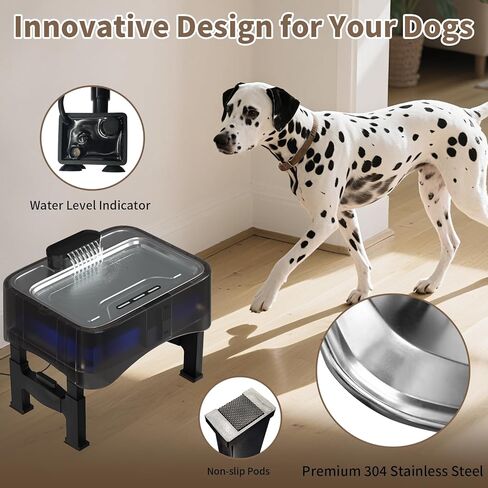 8.5L/2.25Gal Elevated Dog Water Fountain, Xetino 4 Height Adjustable Raised Dog Water Bowl Dispenser for Large Dogs with Stainless Steel Tray BPA-Free, Pet Water Fountain with Ultra Quiet Pump in Kuwait