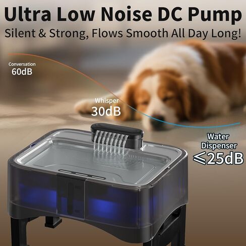8.5L/2.25Gal Elevated Dog Water Fountain, Xetino 4 Height Adjustable Raised Dog Water Bowl Dispenser for Large Dogs with Stainless Steel Tray BPA-Free, Pet Water Fountain with Ultra Quiet Pump in Kuwait