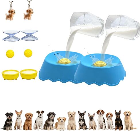 Slow Feeder Dog Bowl, Interactive Lick & Roll Design, Anti-Choking & Anxiety Relief 1.25 Cup, Non-Slip Liquid Food Bowl for Puppies, Senior Dogs, Small Medium Large Dogs (1, Blue) in Kuwait