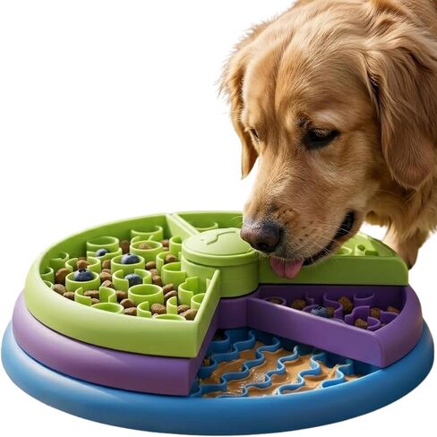 Slow Feeder Dog Bowl – 3-Level Puzzle Feeder for Large, Medium & Small Dogs | Spinning Lick Bowl for Liquid Treats, Peanut Butter & Wet Food | BPA-Free Dog Enrichment Bowl in Kuwait