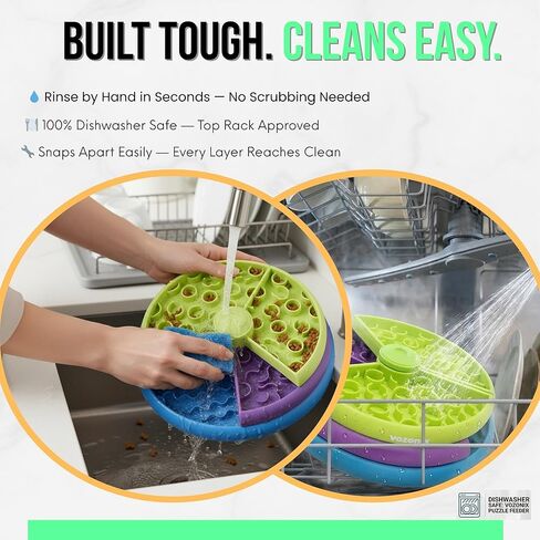 Slow Feeder Dog Bowl – 3-Level Puzzle Feeder for Large, Medium & Small Dogs | Spinning Lick Bowl for Liquid Treats, Peanut Butter & Wet Food | BPA-Free Dog Enrichment Bowl in Kuwait