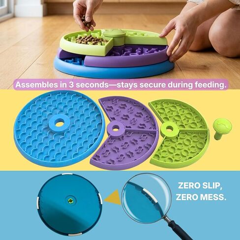 Slow Feeder Dog Bowl – 3-Level Puzzle Feeder for Large, Medium & Small Dogs | Spinning Lick Bowl for Liquid Treats, Peanut Butter & Wet Food | BPA-Free Dog Enrichment Bowl in Kuwait