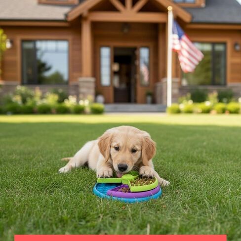 Slow Feeder Dog Bowl – 3-Level Puzzle Feeder for Large, Medium & Small Dogs | Spinning Lick Bowl for Liquid Treats, Peanut Butter & Wet Food | BPA-Free Dog Enrichment Bowl in Kuwait