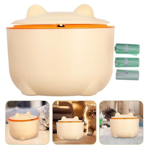 OUNONA Cat Litter Trash Can with Lid and Odor Seal, Airtight Plastic Waste Bin for Pet Litter, Large Capacity Decorative Storage Container with 90 Trash Bags, Suitable for Bathroom in Kuwait
