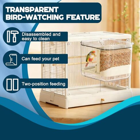 No Mess Bird Feeder for Cage, Hanging Bird Bath for Cage for Lovebirds, Finches, Parakeets, Budgies, and Other Small to Medium Birds in Kuwait