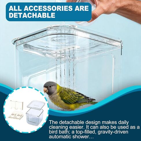 No Mess Bird Feeder for Cage, Hanging Bird Bath for Cage for Lovebirds, Finches, Parakeets, Budgies, and Other Small to Medium Birds in Kuwait