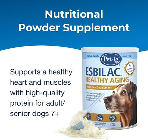 PetAg Esbilac Healthy Aging - 14 أونصة - يدعم صحة القلب والعضلات بالبروتين للكلاب البالغة/كبار السن 7+ - سهل الاستخدام in Kuwait