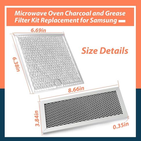 Microwave Oven Charcoal and Grease Filter Kit Replacement for Samsung Model ME19R7041FS/AA ME19R7041FT/AA ME19R7041FB ME19R7041FB/AA ME19R7041FS 4 Pack in Saudi Arabia