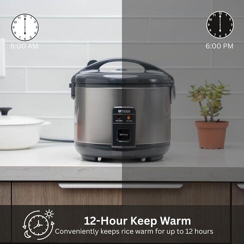 جهاز طهي الأرز الأبيض تايجر JNP-S55U-US بسعة 3 أكواب مع وعاء داخلي غير لاصق، وسلك طاقة قابل للسحب، ويحافظ على الدفء لمدة تصل إلى 12 ساعة (ساتان حضري) in Kuwait