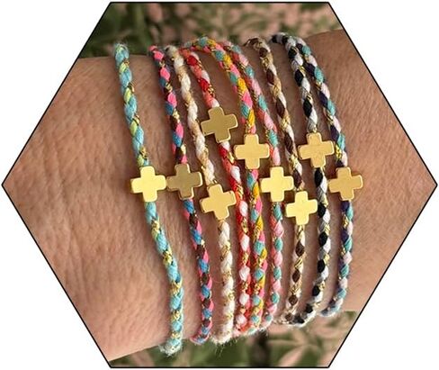 SAMOCO 9Pcs Cross Bracelets for Women Christian Religious Jesus Friendship Bracelet Handmade Braided Adjustable String Bracelets Matching Gifts in Saudi Arabia
