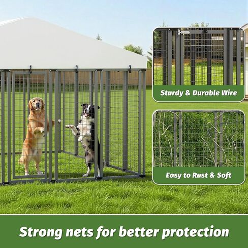 10x10x6 FT Outdoor Dog Kennel with Waterproof Roof, Heavy Duty Dog Enclosures with Galvanized Welded Wire Steel & Dual Safety Lock in Saudi Arabia
