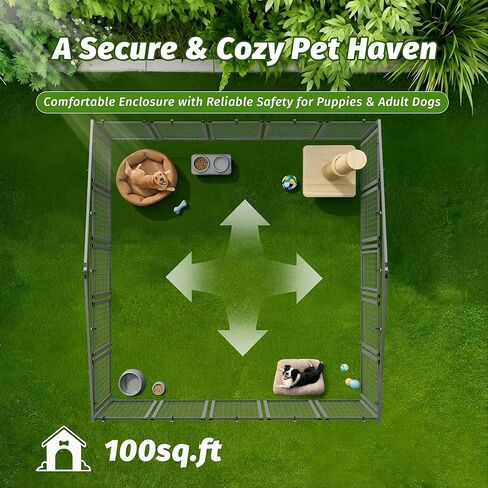 10x10x6 FT Outdoor Dog Kennel with Waterproof Roof, Heavy Duty Dog Enclosures with Galvanized Welded Wire Steel & Dual Safety Lock in Saudi Arabia