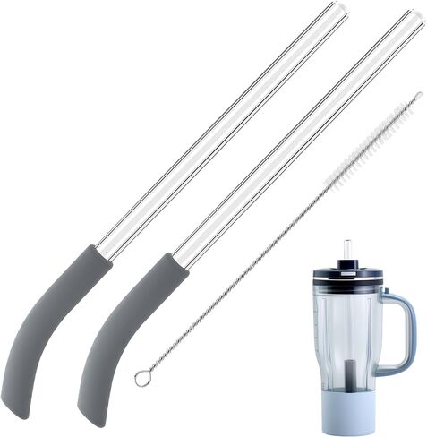Replacement Straw for Ninja BlendBOSS Personal Smoothie Blender Tumbler, 2 Pack Reusable Glass Straws With Cleaning Brush Compatible With Ninja BlendBOSS Travel Tumbler in Saudi Arabia