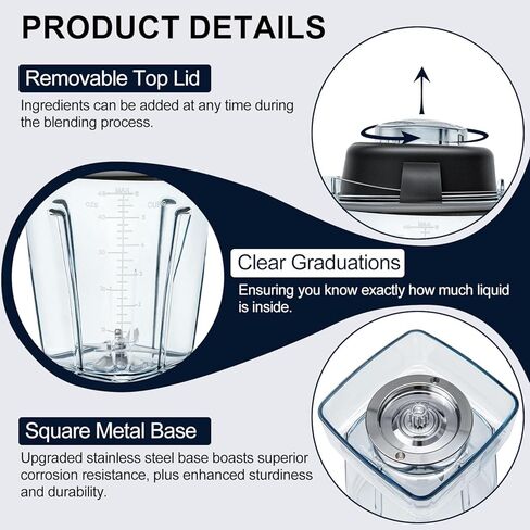Blender Pitcher 48oz, Compatible with Vitamix 750 5300 5200 5000 7500 6300 Vm0102 Vm0103 Vm0197 E310, Venturist Laser-Cut Stainless Steel Blades in Kuwait