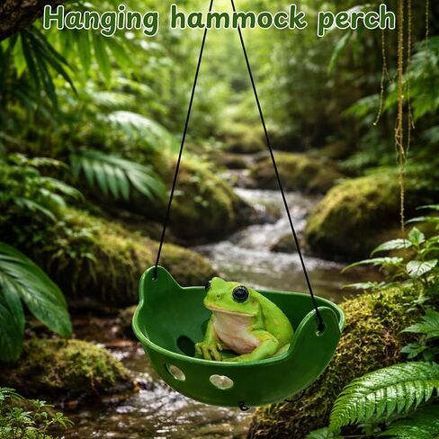 White's Tree Frog Hammock Hideout Accessories, 2pcs Frog Decor Hideout Habitat Tank Platform, Tree Frogs Terrarium Accessories for Toad Tadpole Amphibian Small Aquatic Animals (Decor Bowl) in Kuwait