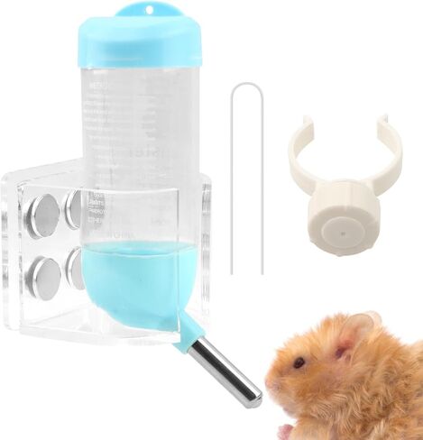 Magnetic Hamster Water Bottle Holder - Adjustable Height, Drop-Resistant Freestanding Stand, Fits Bottles up to 2" Dia for Hamsters Gerbils Mice Small Pets in Kuwait