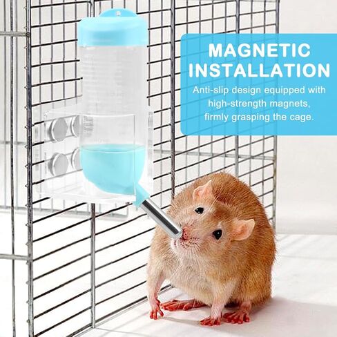 Magnetic Hamster Water Bottle Holder - Adjustable Height, Drop-Resistant Freestanding Stand, Fits Bottles up to 2" Dia for Hamsters Gerbils Mice Small Pets in Kuwait