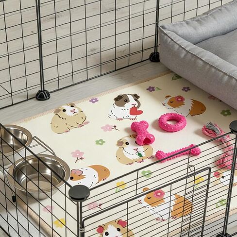JarThenaAMCS 3Pcs Guinea Pig Cage Liners 47 x 24 Inch Washable Guinea Pig Pee Pads Cute Floral Reusable Pee Mat Absorbent Bedding for Small Animals Rabbit Hamster Chinchilla Ferret Rat in Kuwait