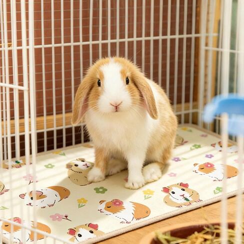 JarThenaAMCS 3Pcs Guinea Pig Cage Liners 47 x 24 Inch Washable Guinea Pig Pee Pads Cute Floral Reusable Pee Mat Absorbent Bedding for Small Animals Rabbit Hamster Chinchilla Ferret Rat in Kuwait