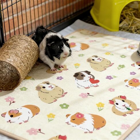 JarThenaAMCS 3Pcs Guinea Pig Cage Liners 47 x 24 Inch Washable Guinea Pig Pee Pads Cute Floral Reusable Pee Mat Absorbent Bedding for Small Animals Rabbit Hamster Chinchilla Ferret Rat in Kuwait
