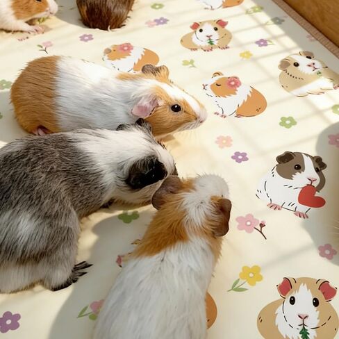 JarThenaAMCS 3Pcs Guinea Pig Cage Liners 47 x 24 Inch Washable Guinea Pig Pee Pads Cute Floral Reusable Pee Mat Absorbent Bedding for Small Animals Rabbit Hamster Chinchilla Ferret Rat in Kuwait