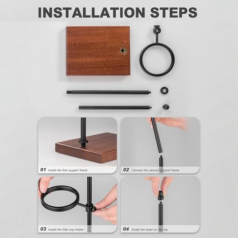 طقم ماكينة صنع القهوة من قطعتين - منقط قهوة زجاجي بحامل قابل للتعديل، منقط قهوة بتصميم حلزوني، صب القهوة بالتنقيط اليدوي للمنزل والسفر in Kuwait