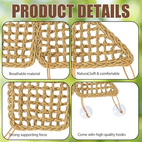 3PC Reptile Hammock, Bearded Dragon Hammock, Climbing Set with Wooden Ladder, Ideal for Reptile Habitat Enrichment, Includes Triangle and Square Pads for Lizards, Geckos, Tortoises in Kuwait