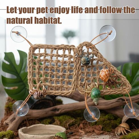3PC Reptile Hammock, Bearded Dragon Hammock, Climbing Set with Wooden Ladder, Ideal for Reptile Habitat Enrichment, Includes Triangle and Square Pads for Lizards, Geckos, Tortoises in Kuwait