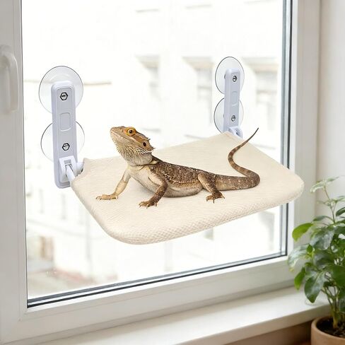 Large Bearded Dragon Hammock Foldable Reptile Lounger with Powerful Suction Cup Soft Lizard Window Perch Reptile Bed Breathable Bearded Dragon Accessories for Lizard Gecko Chameleon in Kuwait