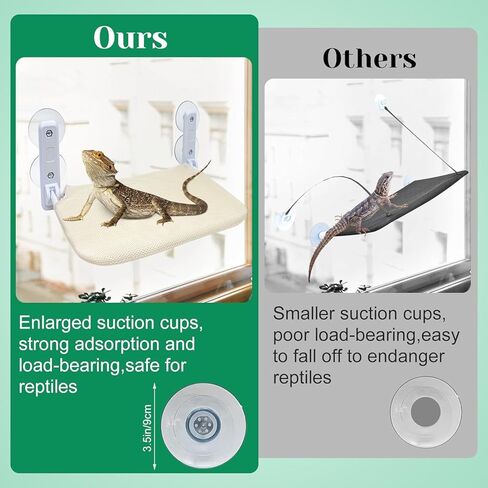 Large Bearded Dragon Hammock Foldable Reptile Lounger with Powerful Suction Cup Soft Lizard Window Perch Reptile Bed Breathable Bearded Dragon Accessories for Lizard Gecko Chameleon in Kuwait