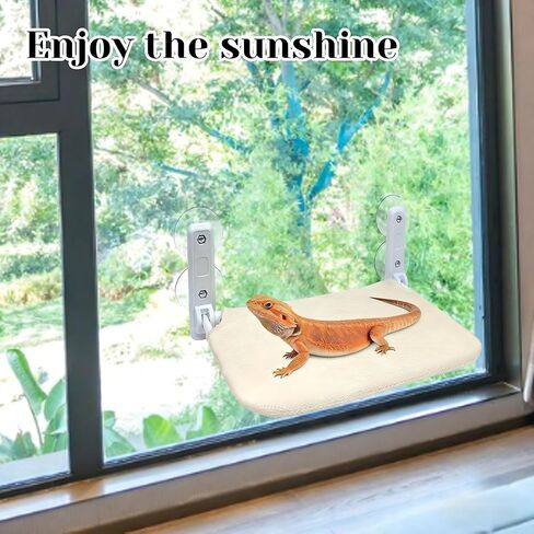 Large Bearded Dragon Hammock Foldable Reptile Lounger with Powerful Suction Cup Soft Lizard Window Perch Reptile Bed Breathable Bearded Dragon Accessories for Lizard Gecko Chameleon in Kuwait