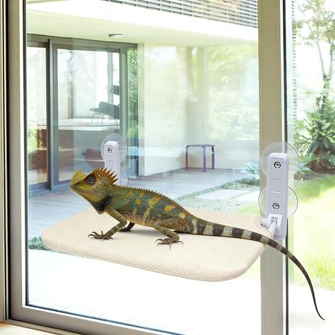 Large Bearded Dragon Hammock Foldable Reptile Lounger with Powerful Suction Cup Soft Lizard Window Perch Reptile Bed Breathable Bearded Dragon Accessories for Lizard Gecko Chameleon in Kuwait