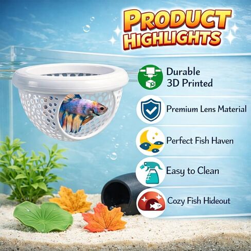 CZFDHP Betta Hammock, Floating Betta Hide, 6 PCS Fish Tank Decorations with Aquarium Plants, Betta Fish Tank Accessories for Resting and Hiding, Multi-Functional Play Spaces with Leaf Pads and Tunnel in Kuwait
