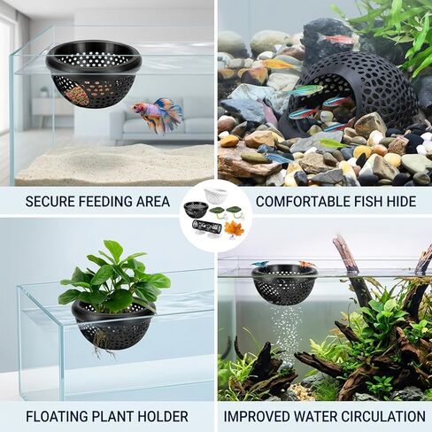 CZFDHP Betta Hammock, Floating Betta Hide, 6 PCS Fish Tank Decorations with Aquarium Plants, Betta Fish Tank Accessories for Resting and Hiding, Multi-Functional Play Spaces with Leaf Pads and Tunnel in Kuwait