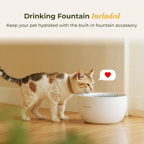 ARENTI Smart Automatic Cat Feeder and Water Fountain, 4L Pet Feeder Cat Food Dispenser with Camera, Dual Power, App Control, Live View & Night Vision, Meal Call, Hygienic Water Flow, Desiccant Bag in Kuwait