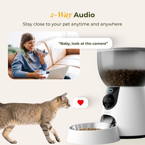 ARENTI Smart Automatic Cat Feeder and Water Fountain, 4L Pet Feeder Cat Food Dispenser with Camera, Dual Power, App Control, Live View & Night Vision, Meal Call, Hygienic Water Flow, Desiccant Bag in Kuwait