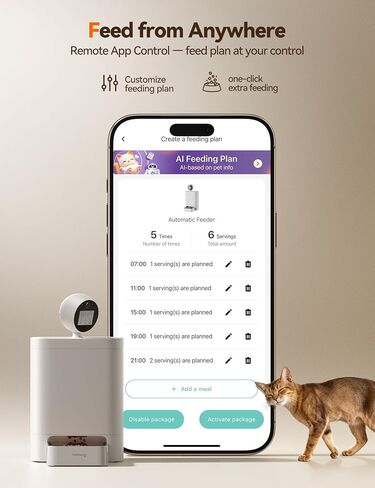 وحدة تغذية القطط الأوتوماتيكية من FEELNEEDY مع كاميرا 360 درجة، رؤية ليلية فيديو عالية الدقة 2K، تعمل بالذكاء الاصطناعي لتتبع الحيوانات الأليفة تلقائيًا، 5G/2.4G Wi-Fi وصوت ثنائي الاتجاه، التحكم الذكي في التطبيقات، تنبيه انخفاض الطعام، وحدة تغذية الحيوانا in Kuwait
