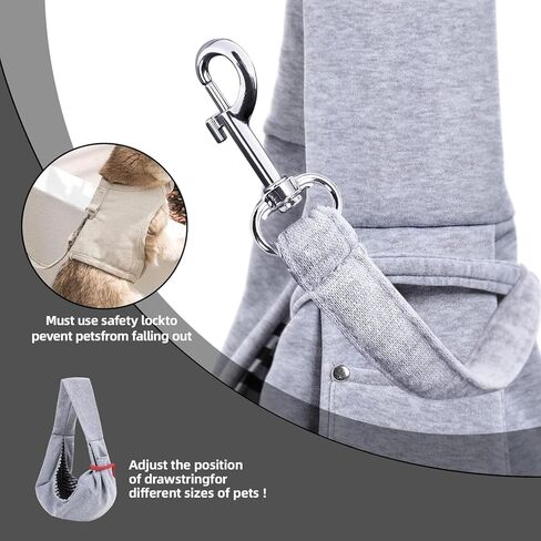 Dog Carrier Sling - Reversible Puppy Carrier Purse with Mobile Phone Storage, Cat Carrier, Hand-Free Dog Sling Carrier for Carry Small Dogs and Cats, Travel Safety Harness, Dog and Cat Harness(Gray) in Kuwait