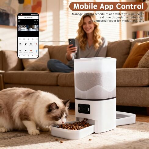 Automatic Cat Feeder with Dual HD Cameras for 2 Cats, Smart WiFi Pet Feeder with APP Control, Timed Feeding & Portion Control, 2-Way Audio, Night Vision, 5GHz/2.4GHz WiFi, 6L in Kuwait
