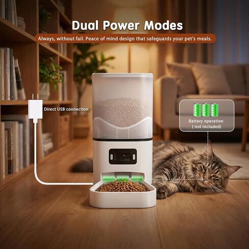 Automatic Cat Feeder with Dual HD Cameras for 2 Cats, Smart WiFi Pet Feeder with APP Control, Timed Feeding & Portion Control, 2-Way Audio, Night Vision, 5GHz/2.4GHz WiFi, 6L in Kuwait