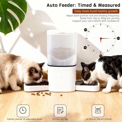 Automatic Cat Feeder with Dual HD Cameras for 2 Cats, Smart WiFi Pet Feeder with APP Control, Timed Feeding & Portion Control, 2-Way Audio, Night Vision, 5GHz/2.4GHz WiFi, 6L in Kuwait
