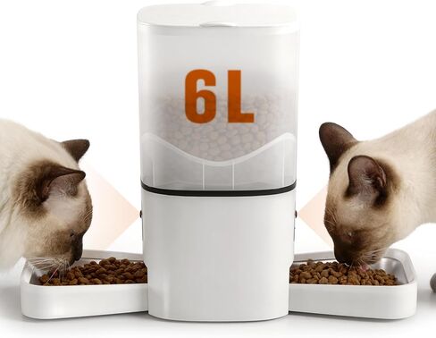 Automatic Cat Feeder with Dual HD Cameras for 2 Cats, Smart WiFi Pet Feeder with APP Control, Timed Feeding & Portion Control, 2-Way Audio, Night Vision, 5GHz/2.4GHz WiFi, 6L in Kuwait