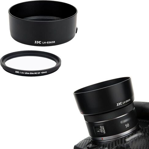 غطاء عدسة RF 50 مم مخصص قابل للعكس ومجموعة مرشح للأشعة فوق البنفسجية مناسبة لعدسة Canon RF 50 مم f/1.8 STM تحل محل غطاء Canon ES-65B على كاميرات Canon EOS R6 R5 RP R مع فلتر UV متعدد الطبقات 43 مم in Saudi Arabia