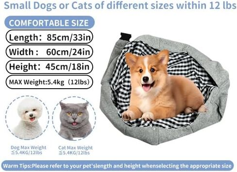 CONLI Small Dog Carrier Sling with Adjustable Strap & Dual Safety - Features Storage Pocket & Detachable Treat Pouch, Hands-Free Pet Sling for Chihuahuas, Yorkies Under 12lbs for Walking, Hiking in Kuwait