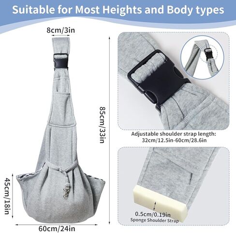 CONLI Small Dog Carrier Sling with Adjustable Strap & Dual Safety - Features Storage Pocket & Detachable Treat Pouch, Hands-Free Pet Sling for Chihuahuas, Yorkies Under 12lbs for Walking, Hiking in Kuwait