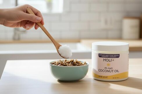 HOLI 100% Organic Coconut Oil for Dogs & Cats – Cold-Pressed Virgin Coconut Oil for Dogs Skin & Coat, Itchy Skin, Hot Spot Treatment & Paw Balm – MCT Lauric Supplement, Non-GMO, Pet Safe - 16oz in Kuwait