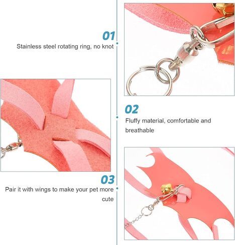 SHINEOFI Reptile Pet Leash and Wear-Resist Harness for Medium Bearded Dragon and Gecko, Pink Crawling Lizard Walking Rope for Outdoor Use in Kuwait